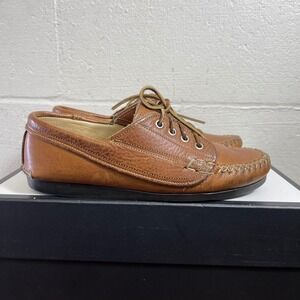 Quoddy Maliseet Moc Moccasin Boat Shoe Brown Leather Oxford Lace up Men's 7 US